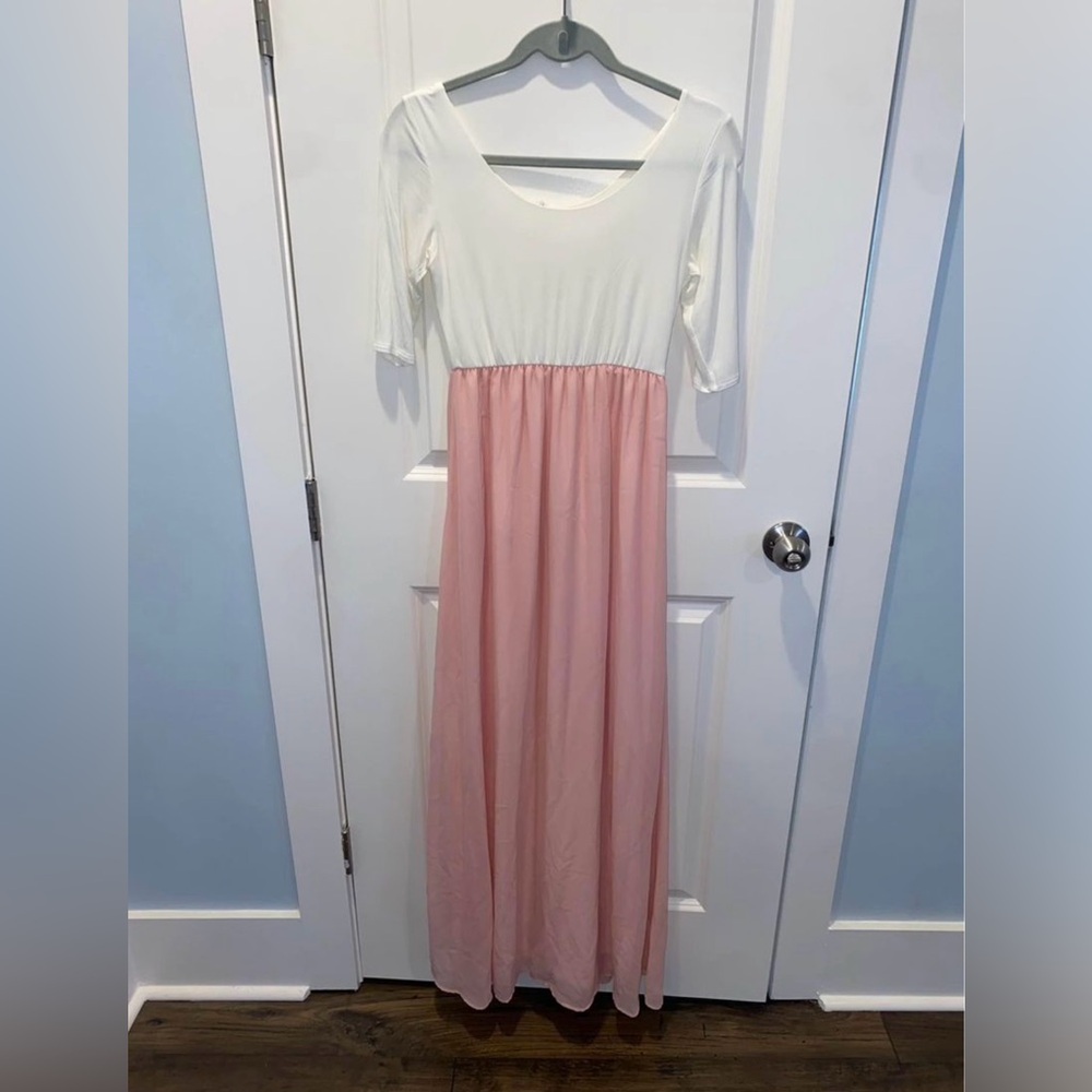 PinkBlush Maternity Maxi Dress- Small. Great Condition! *measurements in photos*